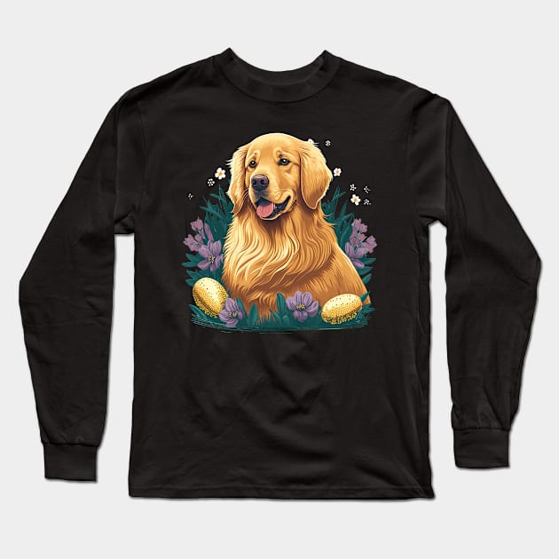 Golden Retriever happy easter day Long Sleeve T-Shirt by JayD World